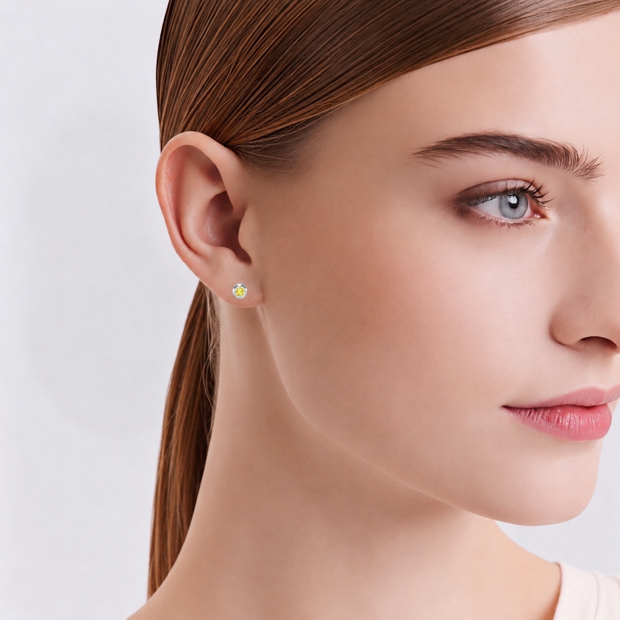 ER002WY B.Tiff .05ct Yellow Pavé Solitaire Stud Earrings