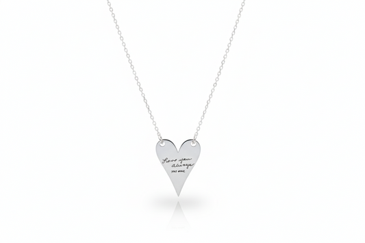 Actual Handwriting Engraving Heartfelt Grace Minimalist Heart Necklace in  925 Sterling Silver