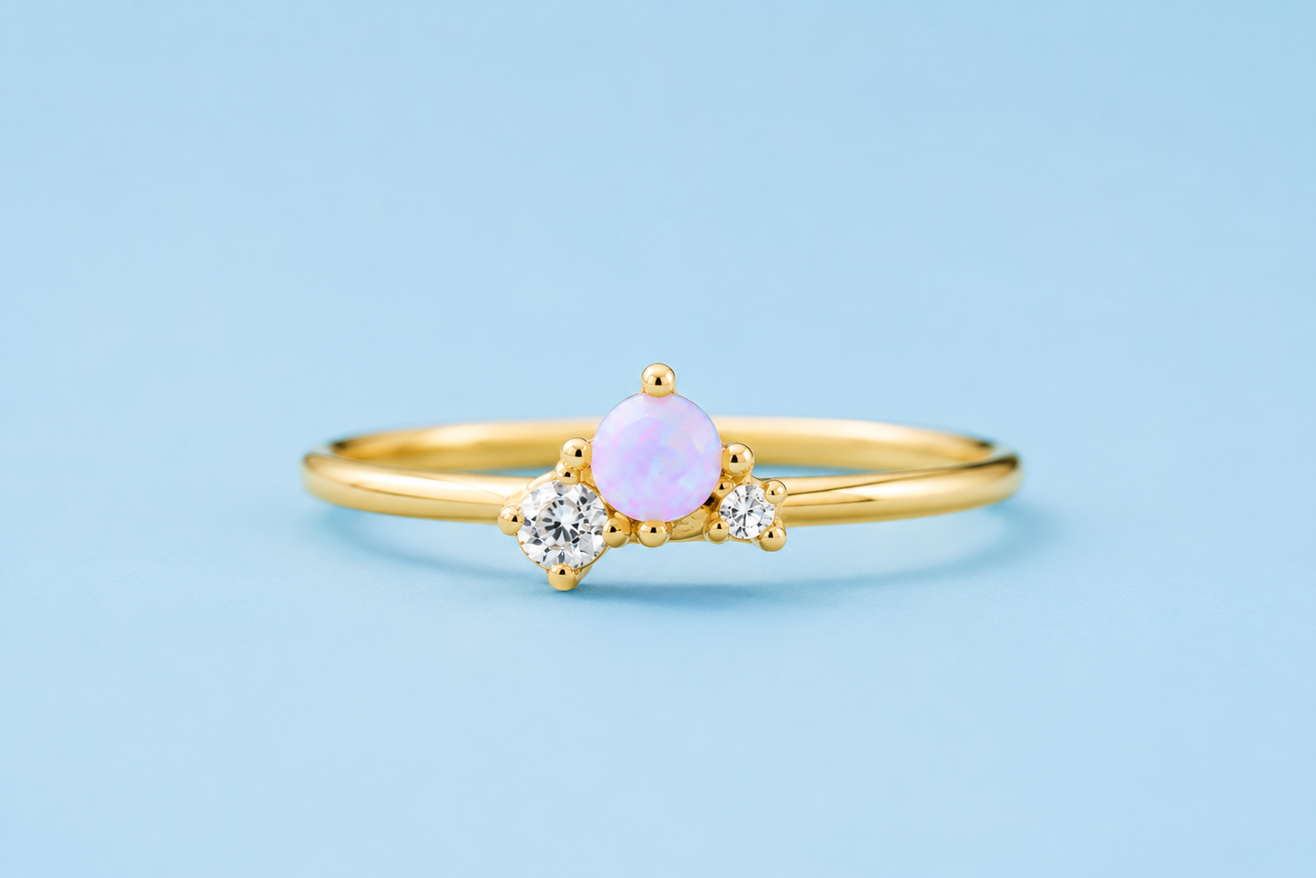 Sterling Silver Pink Opal Trio Ring