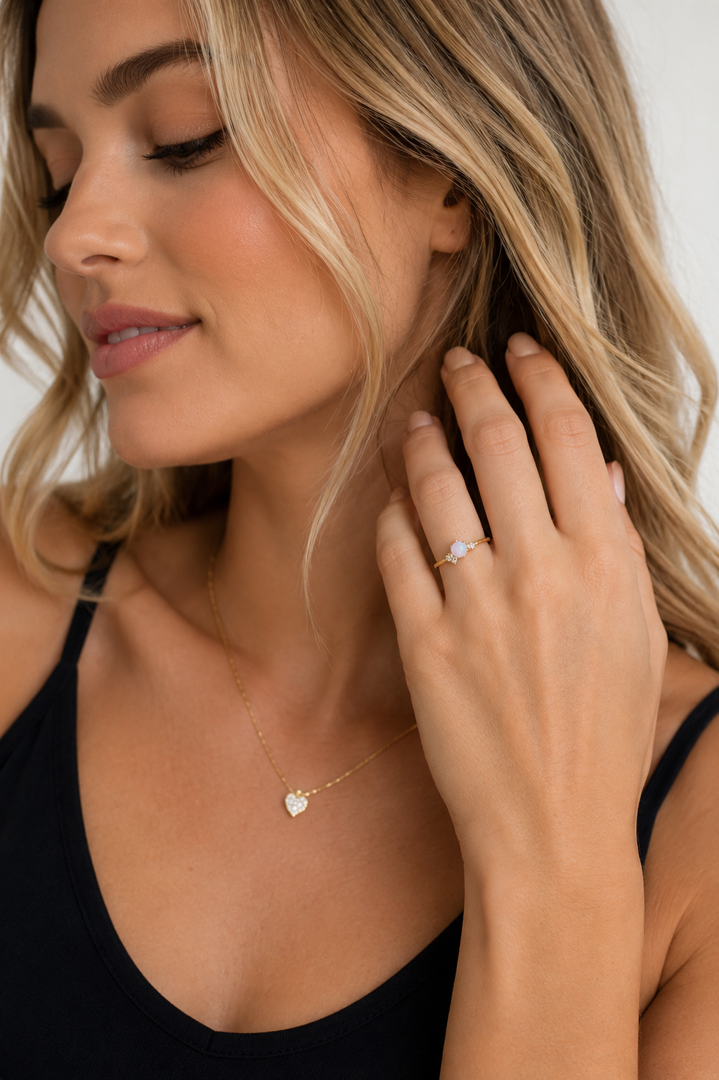 Sterling Silver Pink Opal Trio Ring
