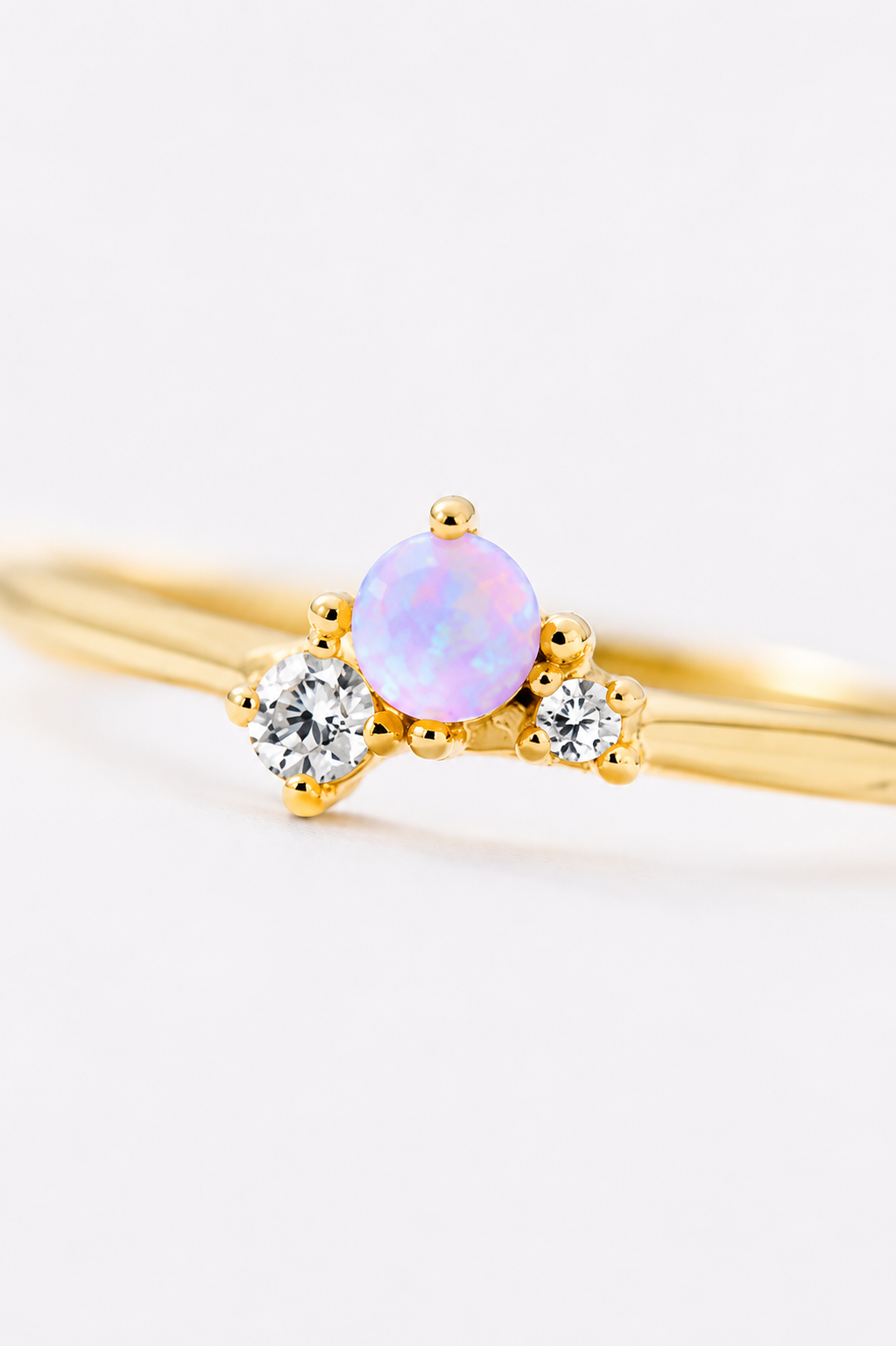 Sterling Silver Pink Opal Trio Ring