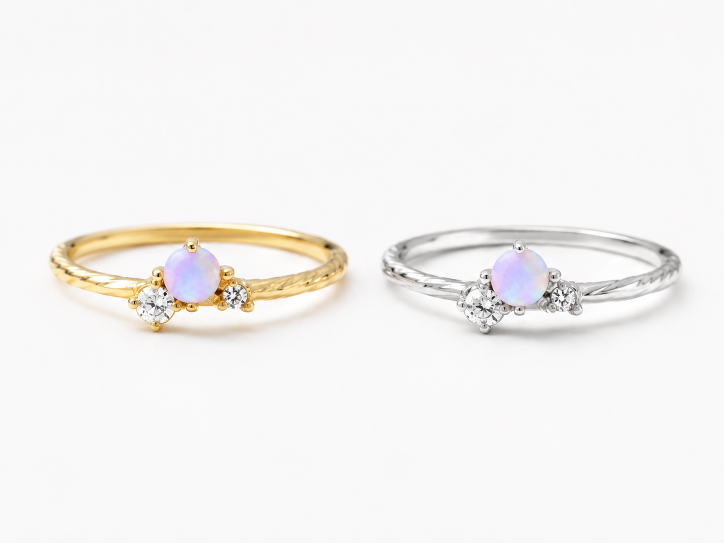 Sterling Silver Pink Opal Trio Ring