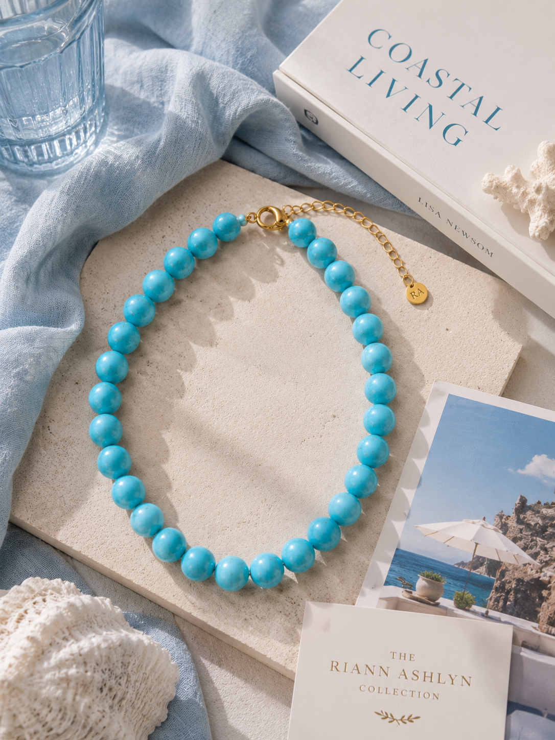 Chunky Blue Turquoise Magnesite Beaded Necklace