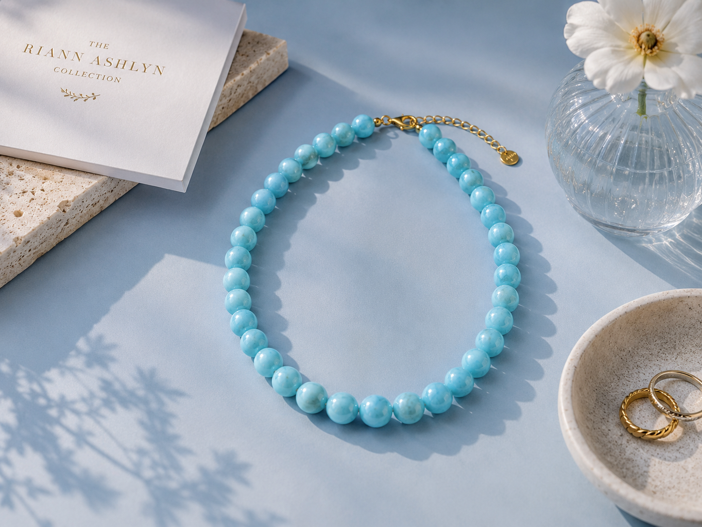 Chunky Blue Turquoise Magnesite Beaded Necklace