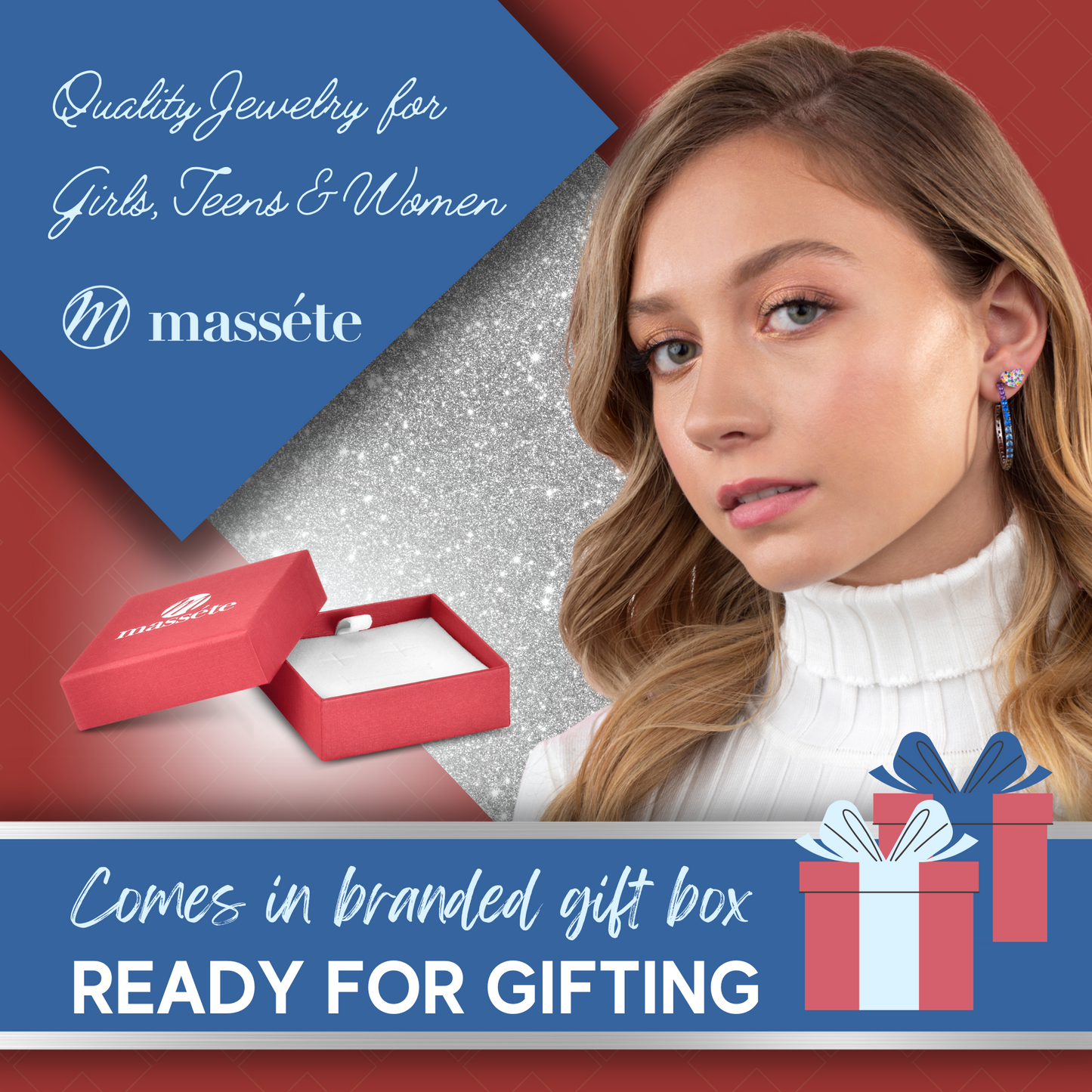 MASSETE Sterling Silver 925 Simulated Diamond Stud Post Earrings Bezel Set