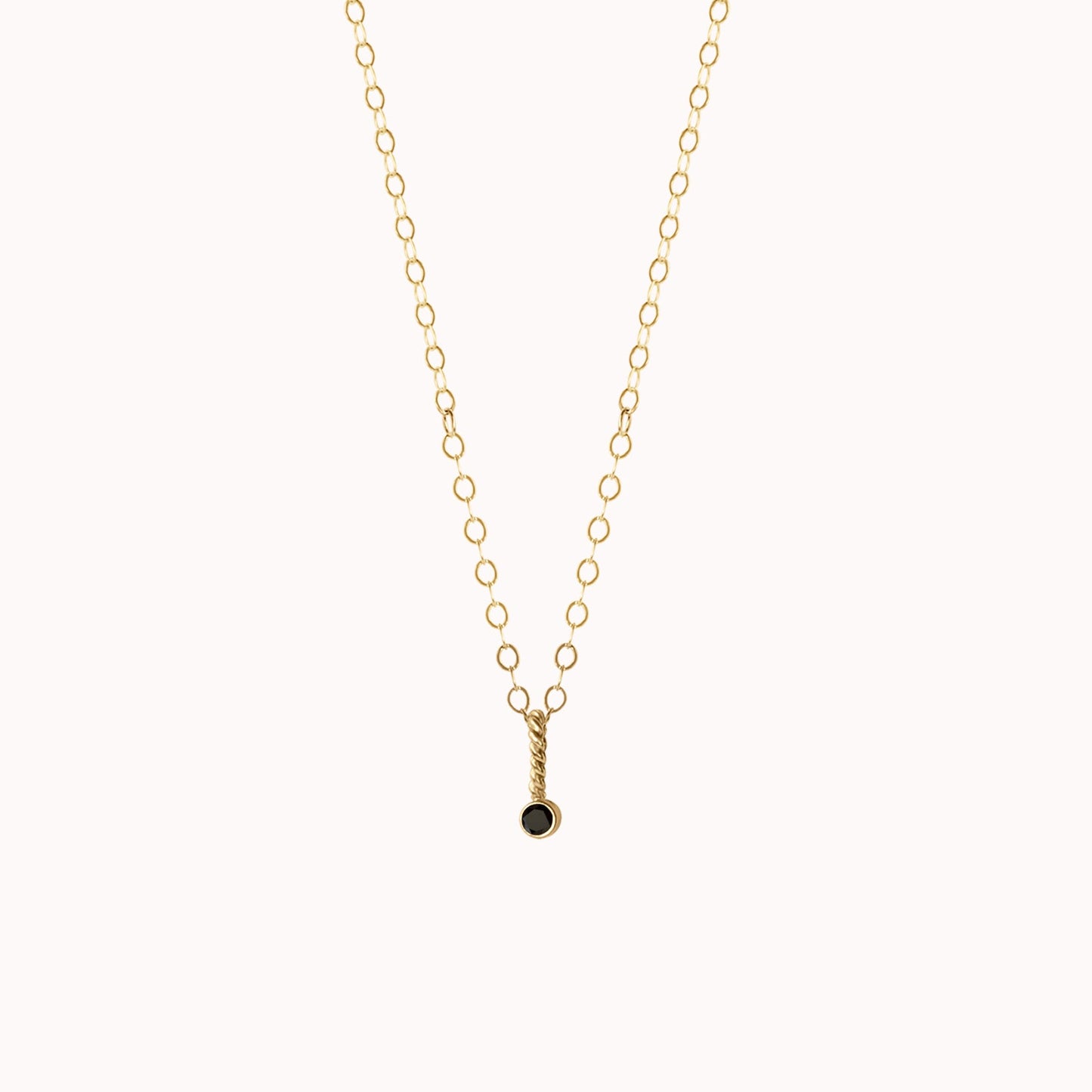 Tiny Lou Birthstone Charm Necklace • Black Onyx